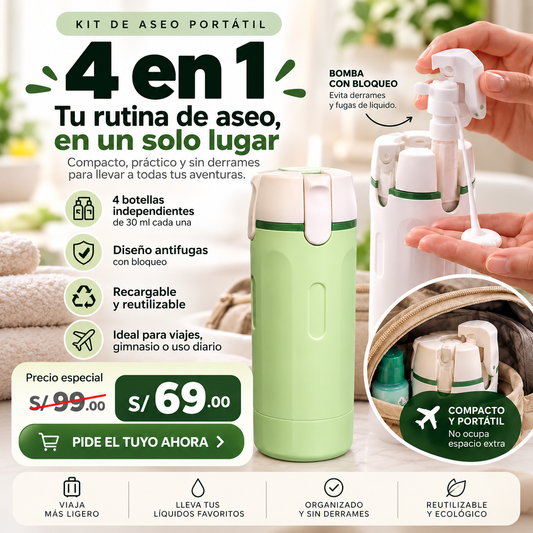 kit de aseo portatil 4 en 1